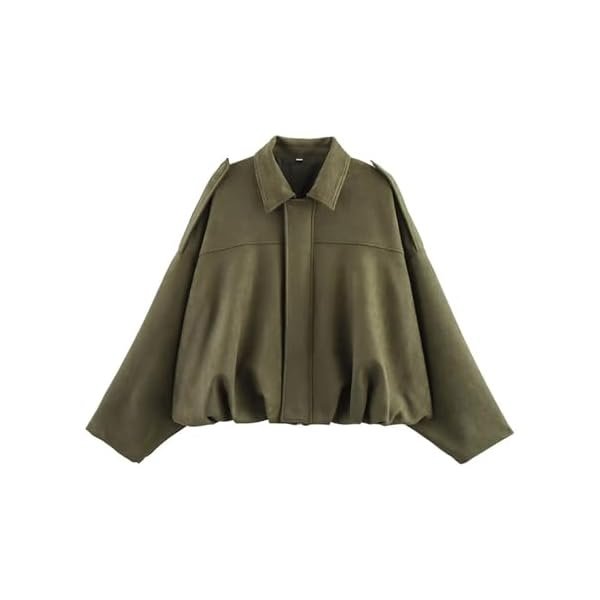 Womens Faux Suede Bomber Jacket Casual Lapel Pilot Cropped Coat Oversized Motorcycle Jackets 2025 Outerwear