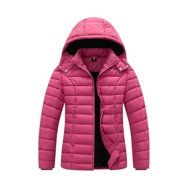 Women's Quilted Down Coat Waterproof Warm Thicken Flannel Lined with Detachable Hood Windproof Winter Puffer Jacket