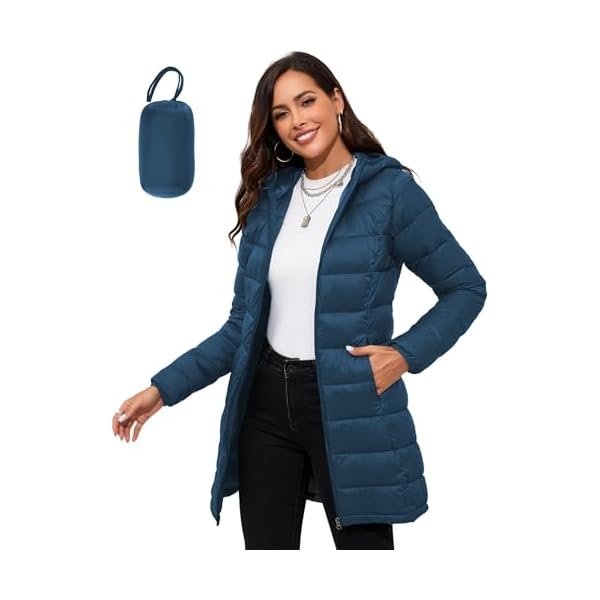Women Packable Puffer Jacket Lightweight Hooded Puffy Jacket