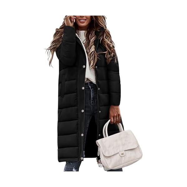 Womens Winter Long Puffer Coat Thicken Ladies Down Quilted Jacket Puffy Padded Zip Hood Parka Side Zipper Trendy 2025