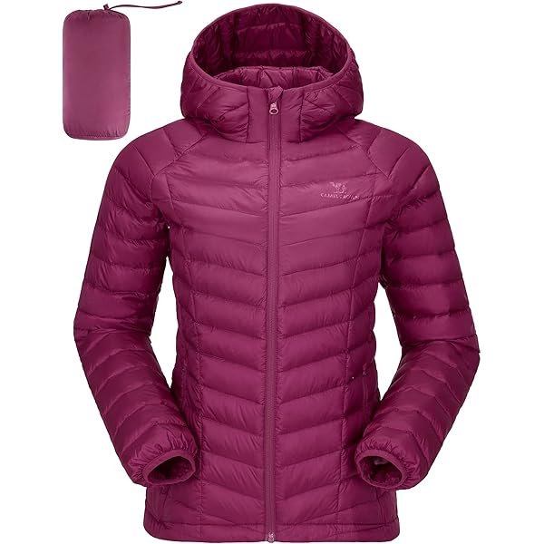 Women's Down Jacket Hooded Winter Light Weight Short Puffer Coats Packable Warm Windproof Ladies Parka