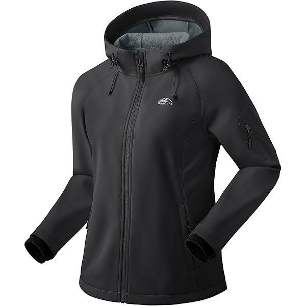 Women's Fleece Lined Softshell Jacket Windproof Warm Light Waterproof Hooded Jacket for Women Winter/Fall/Spring